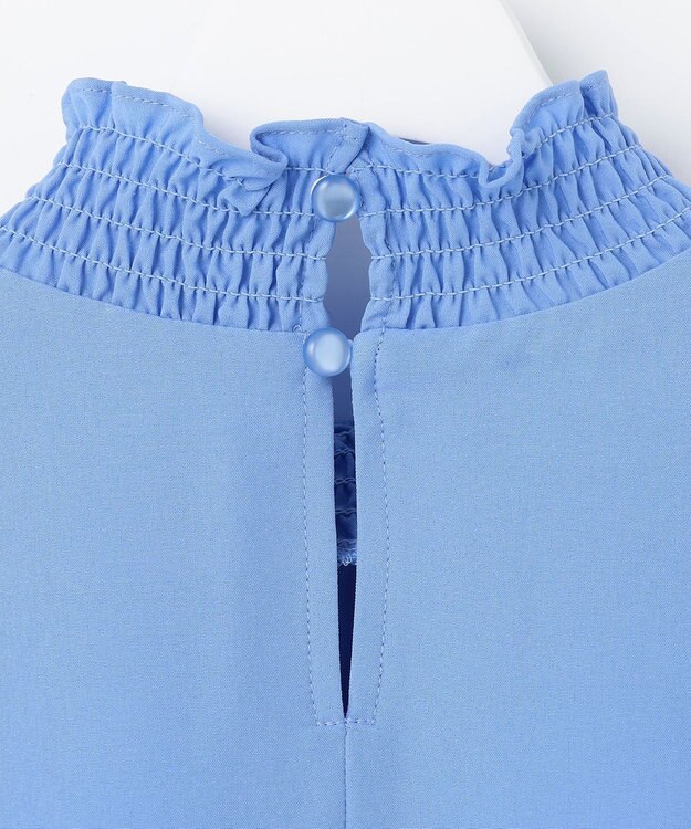 Feroux 【洗える】スタンドネックブラウス ブルー系