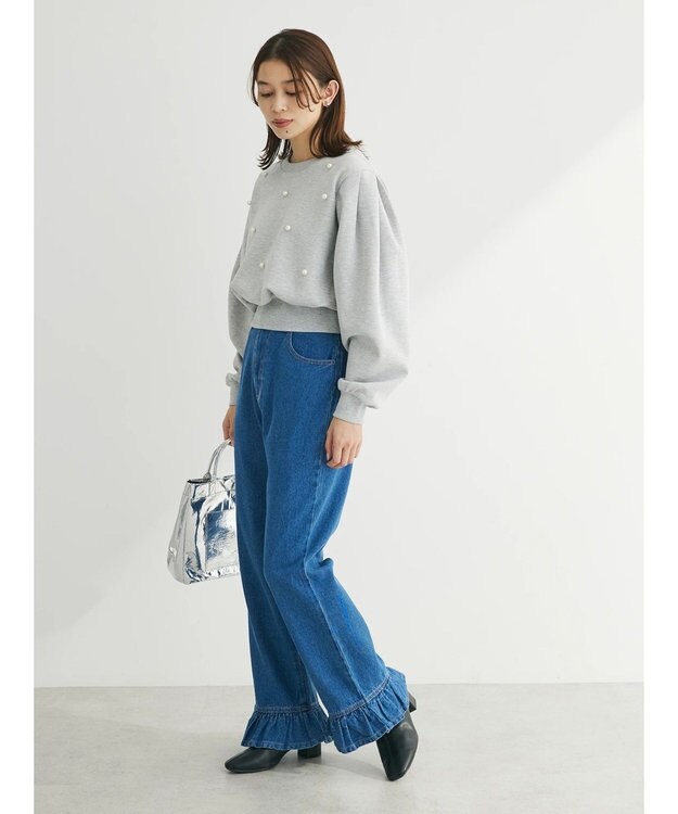 Green Parks ・Ｄｏｕｂｌｅ　Ｆｌａｇｓ　スソフリルストレートデニム Indigo