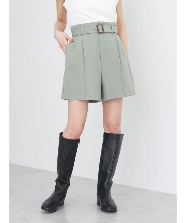 earth music&ecology ベルト付きショートパンツ Khaki