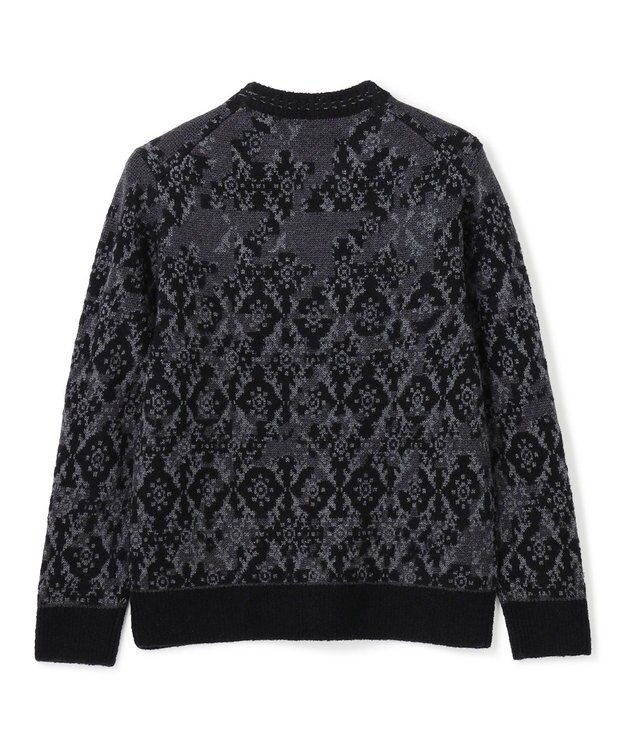 JOSEPH HOMME オーナメントブークレ　クルーネックニット ブラック系