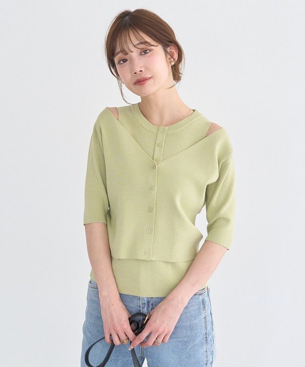 earth music&ecology フェイクレイヤードアメスリプルオーバー Pistachio