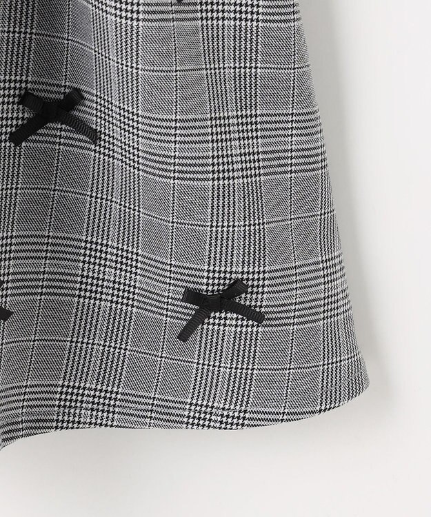 ANY KIDS 襟付き リボン 長袖ワンピース グレンチェック