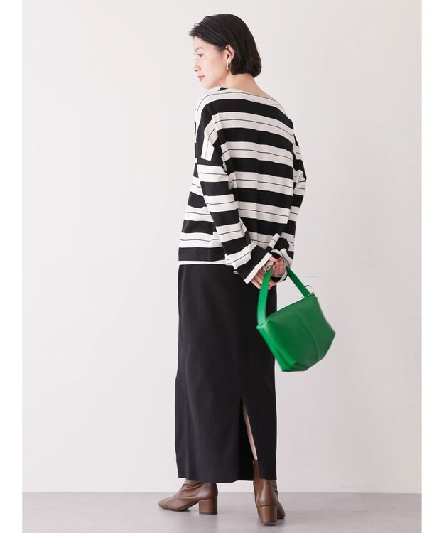 AMERICAN HOLIC ボートネックボーダープルオーバー Black