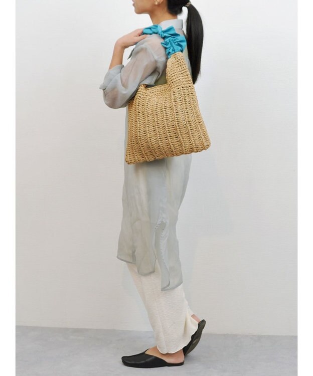 UNBILLION cachecache フリルワンハンドルペーパー手編みトート ブルー