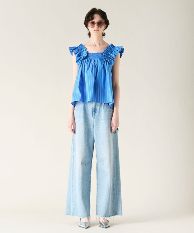 GRACE CONTINENTAL ショルダーフリルトップ ブルー