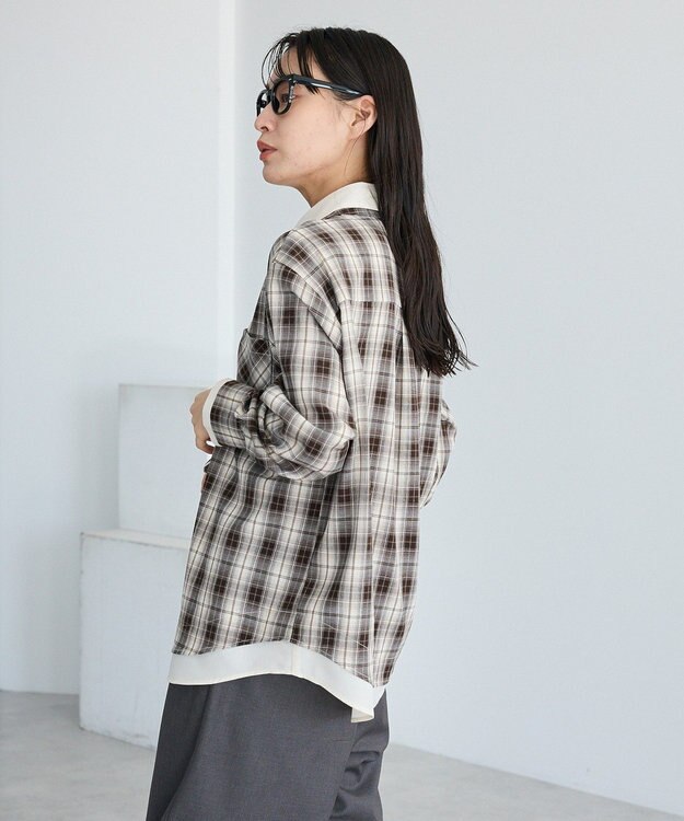 CRAFT STANDARD BOUTIQUE レイヤードライクチェックシャツ Brown