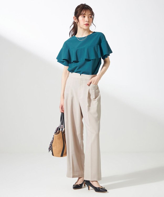 ANY SIS S 【接触冷感・速乾・UVカット・洗える】スイートクール ワイドパンツ ライトベージュ