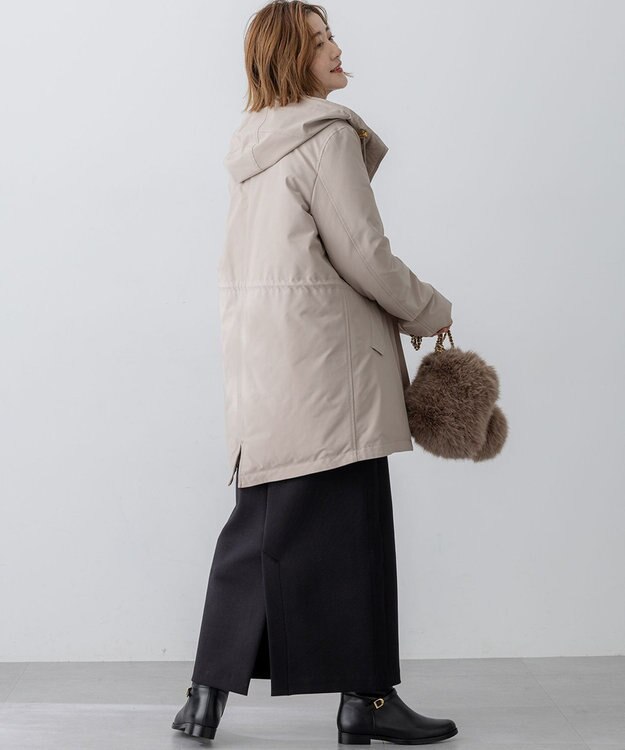 23区 L 【一部店舗限定/滝沢眞規子さん着用/撥水加工】ミリタリー フーデット ダウンコート ベージュ系