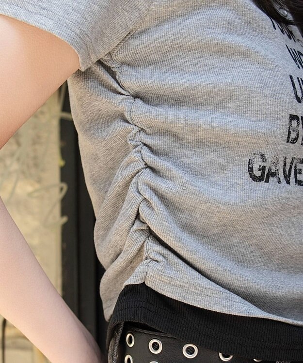 WEGO レイヤードグラフィックT 杢グレー