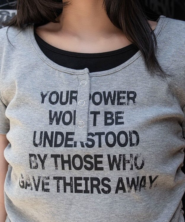 WEGO レイヤードグラフィックT 杢グレー