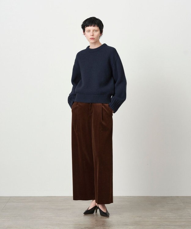 ATON SUVIN CORDUROY | タックワイドパンツ BROWN