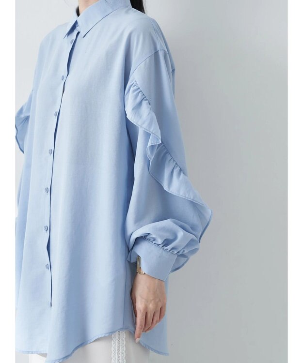 earth music&ecology フリルスリーブシャツ Sax