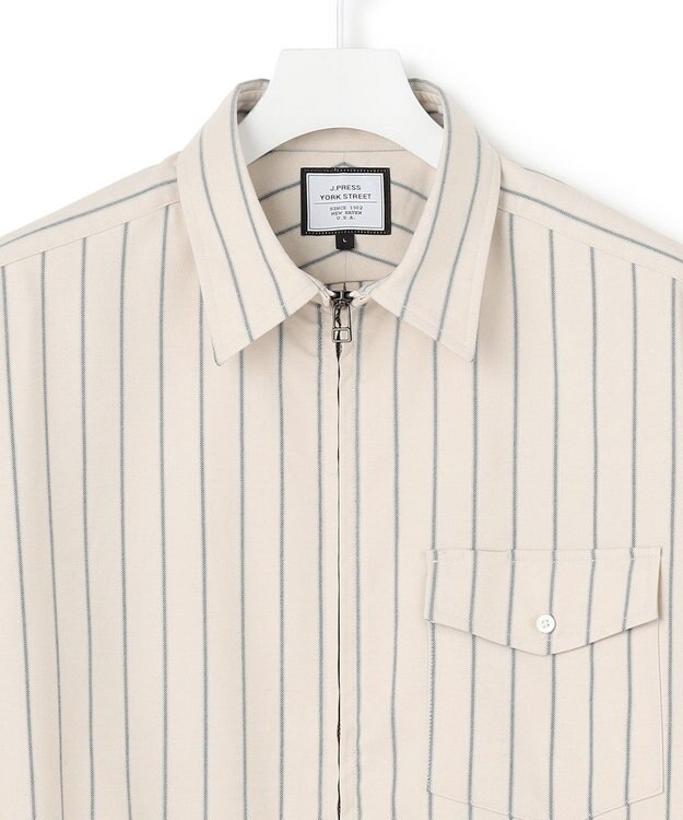 J.PRESS YORK STREET 【UNISEX】フロントジップ シャツ ホワイト系1
