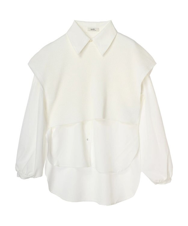 earth music&ecology ＳＥＴ２点ニットベスト＋シャツ Ivory