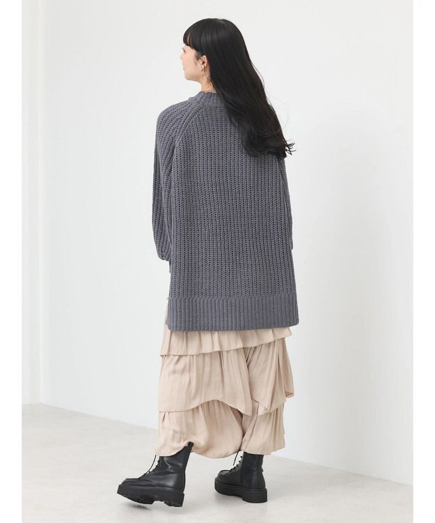 earth music&ecology マットモール片畦チュニック Dark Gray