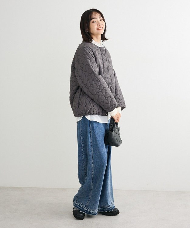 Green Parks ・ｓｗｉｎｇ　ｂｙ　ハートキルトコクーンブルゾン Charcoal Gray