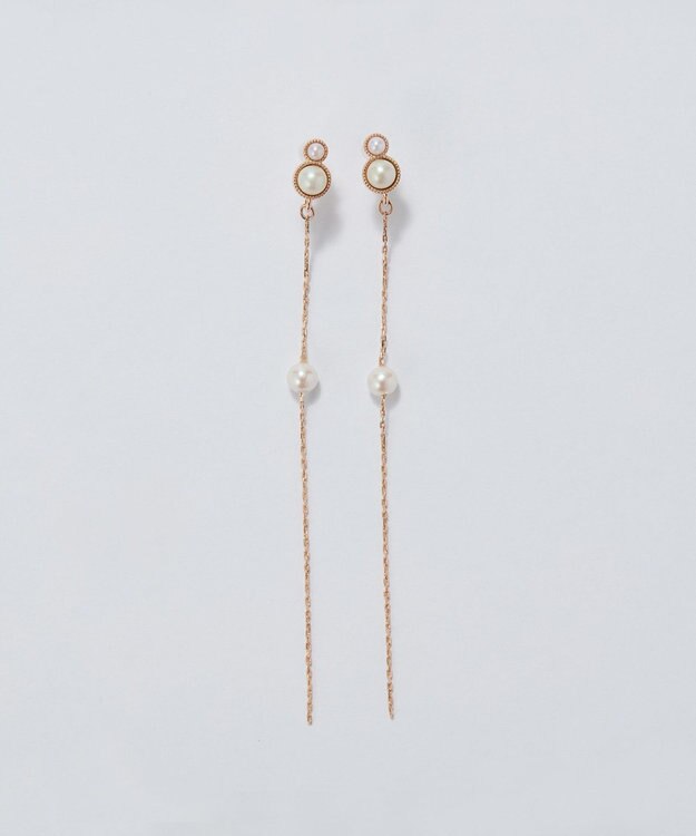 Phoebe 【金属アレルギー対応】ルミナスパールロングセラミックピアス　シャンパンゴールド シャンパンゴールド