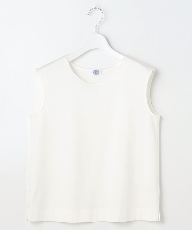 J.PRESS LADIES S スムースジャージー ノースリーブ カットソー ホワイト系