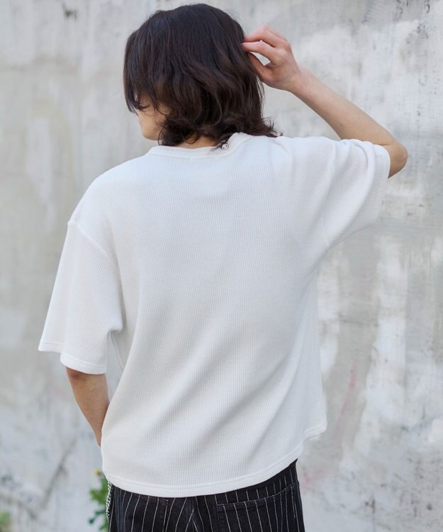WEGO 【ユニセックス着用ITEM/MLサイズ展開】ワッフルヘンリーネックT（SS） ホワイト