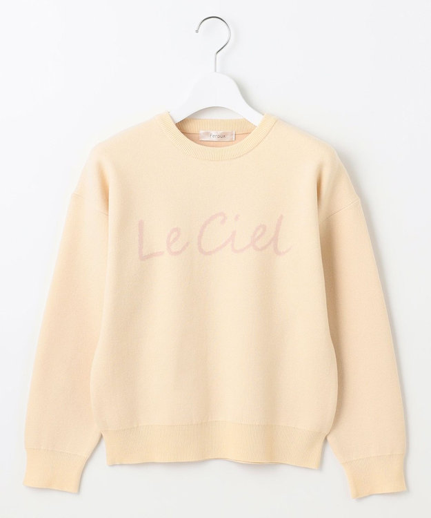 Feroux 【洗える】レタードロゴ プルオーバーニット アイボリー系