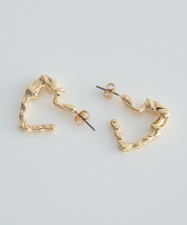 earth music&ecology メタリックハートフープピアス Gold