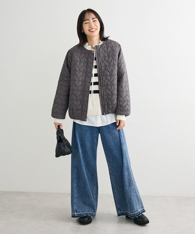 Green Parks ・ｓｗｉｎｇ　ｂｙ　ハートキルトコクーンブルゾン Charcoal Gray