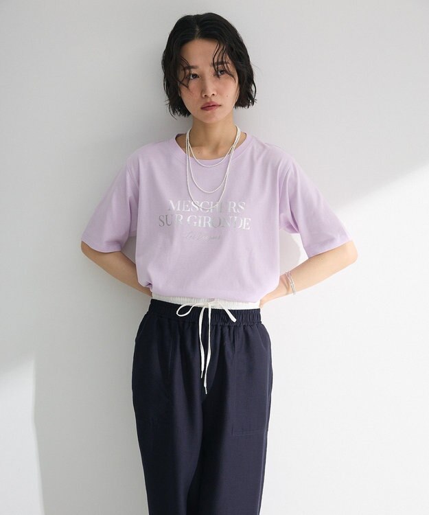 Green Parks 箔プリントフェミニンロゴＴシャツ Purple