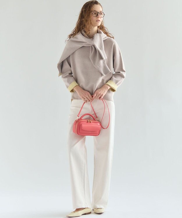 23区 【先行予約】バイカラーダブルフェイス ニット カーディガン ベージュ×イエロー