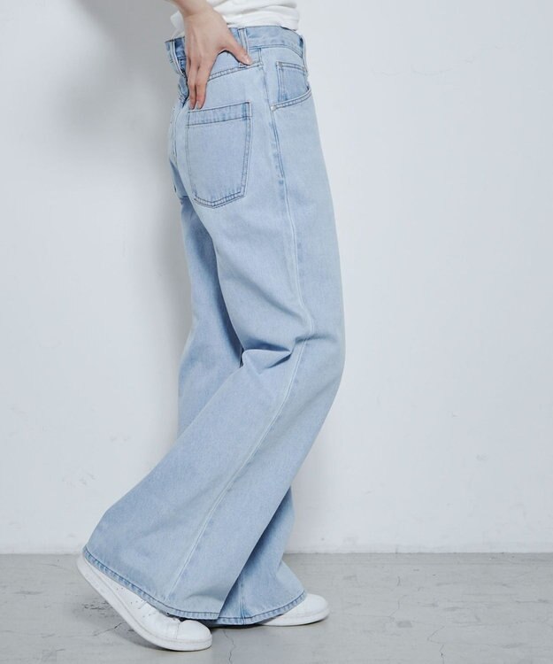 WEGO ルーズフィットフレアパンツ デニム淡色