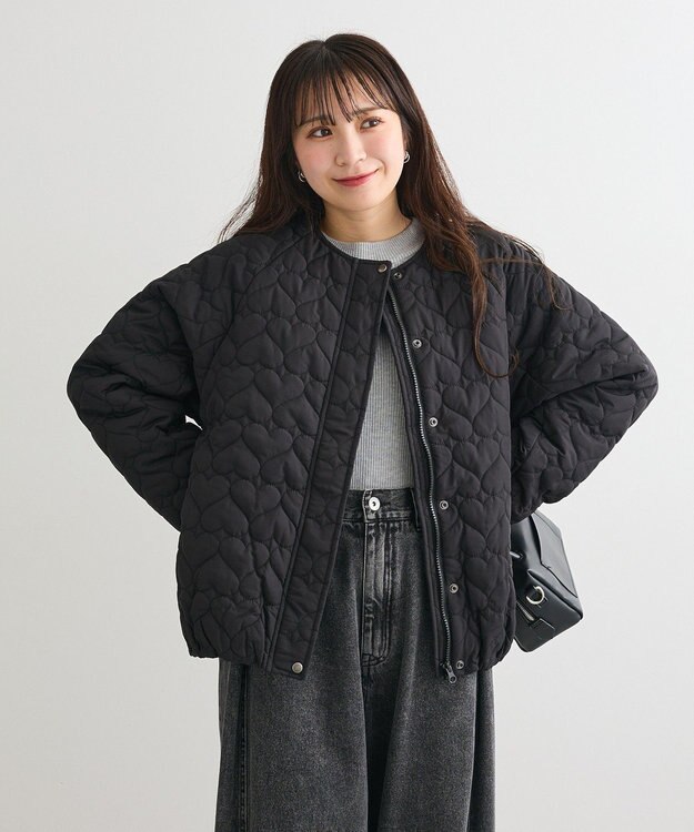 Green Parks ・ｓｗｉｎｇ　ｂｙ　ハートキルトコクーンブルゾン Black