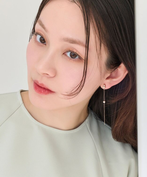 Phoebe 【金属アレルギー対応】ルミナスパールロングセラミックピアス　シャンパンゴールド シャンパンゴールド