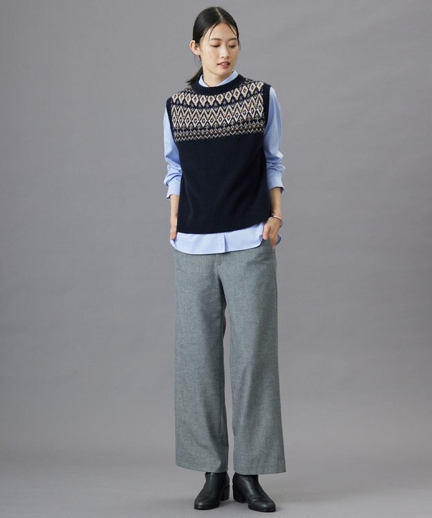 J.PRESS LADIES 【洗える】PINオックス ボタンダウン シャツ ブルー系