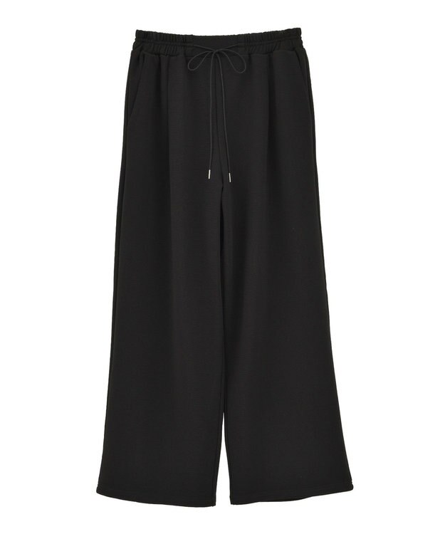 Green Parks 楽ちんリップルワイドパンツ Black