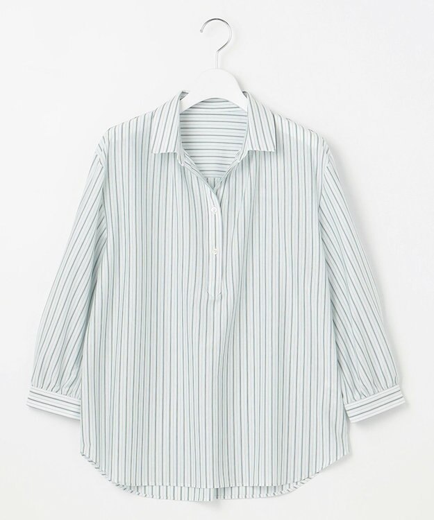 J.PRESS LADIES 【イージーケア】STRIPE JERSEY シャツ衿 カットソー ホワイト系1
