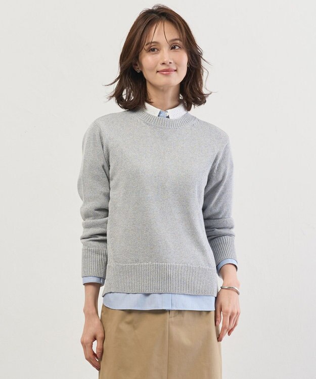 J.PRESS LADIES L Reeves Shine クルーネック ニット サックス系