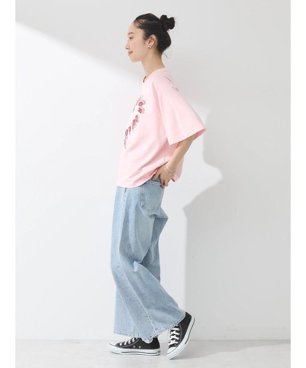 earth music&ecology ラメ刺繍ハートロゴＴ Pink