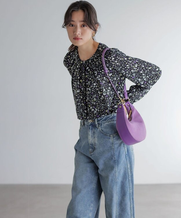 組曲 S プティフラワープリント ブラウス ブラック系5