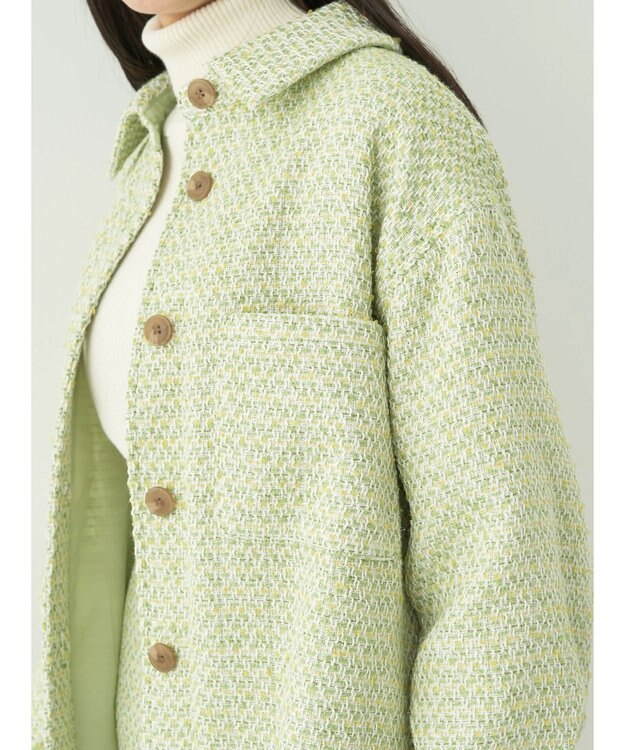 earth music&ecology ツイードシャツジャケット Lime Green