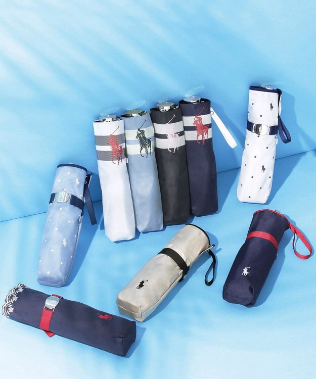 MOONBAT POLO RALPH LAUREN（ポロ ラルフローレン）晴雨兼用日傘 ドット 遮光率100% 遮熱 遮熱 UV ブラック