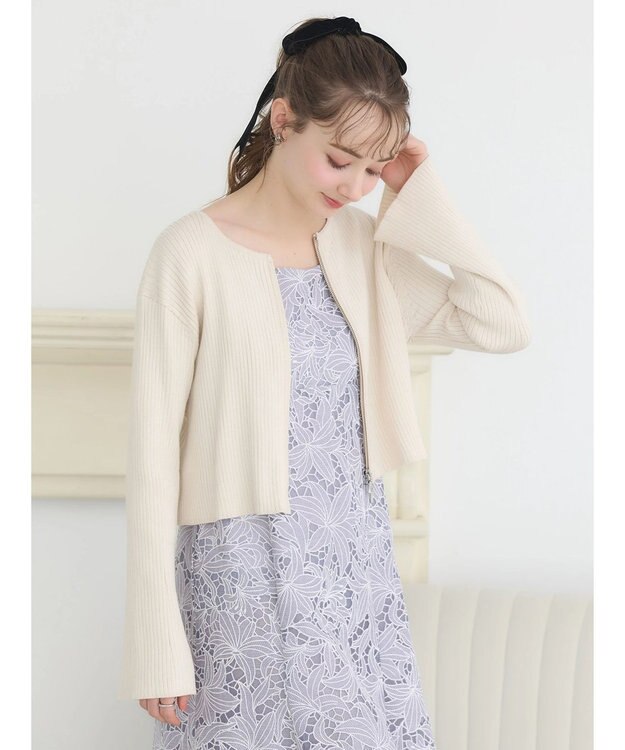 earth music&ecology ＳＥＴ２点　シアーブラウス＋レースキャミワンピース Lavender