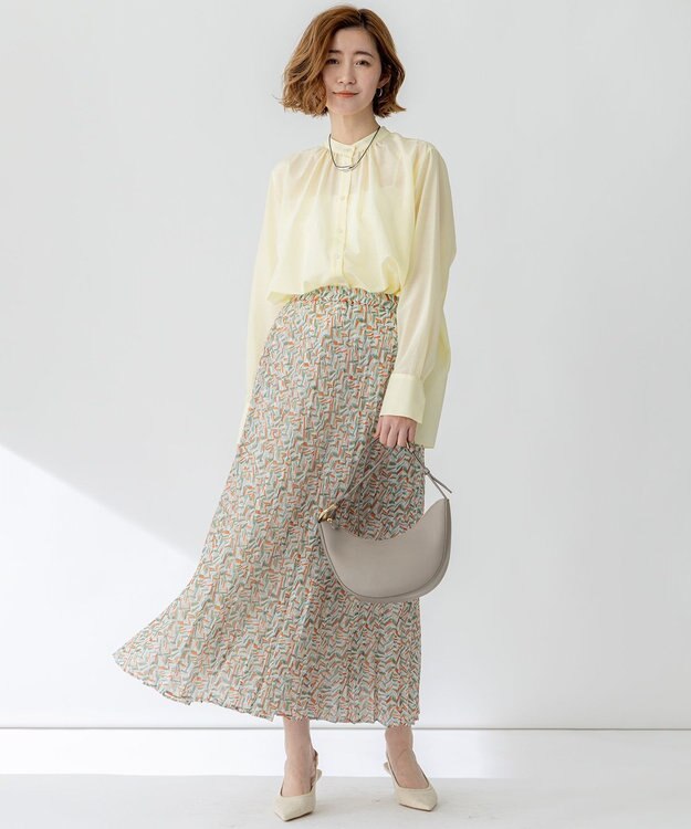 23区 【洗える】シアーコットンシルク ハンカチーフヘム デザイン シャツ ライトイエロー系