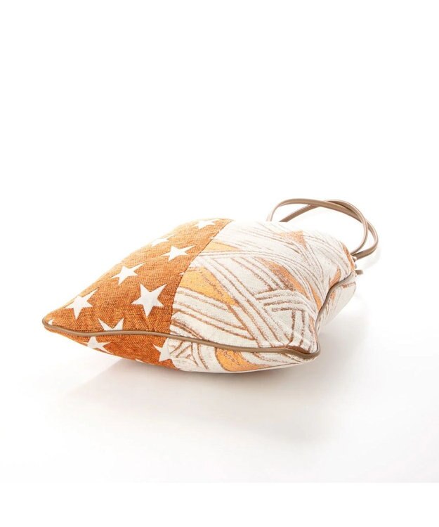 UNBILLION cachecache 柄パッチワーク巾着トートバッグ オレンジ