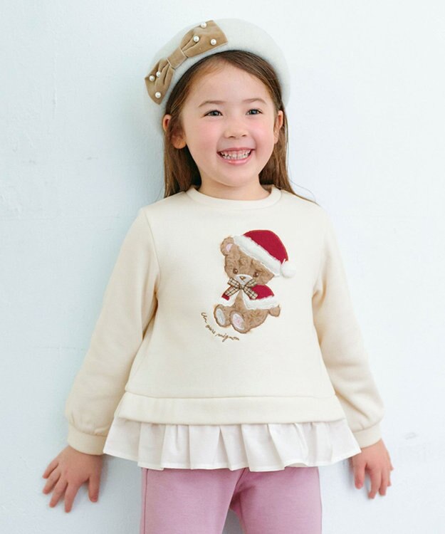 ANY KIDS 裏シャギーレイヤード風トレーナー エクリュ（クマ）