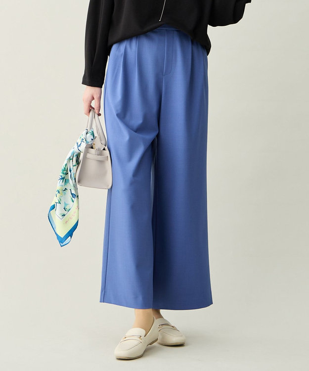 ANY イージーケアライトストレッチワイドパンツ ブルー