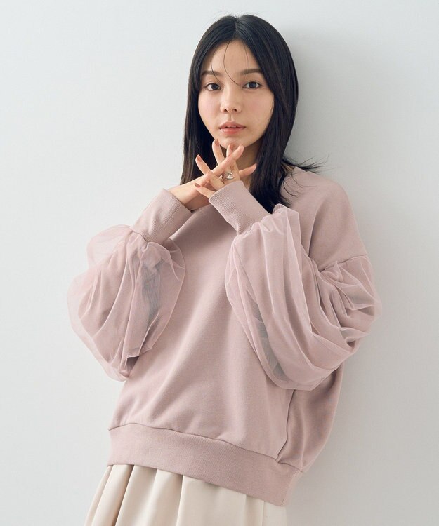 earth music&ecology チュールスリーブスウェット Pink
