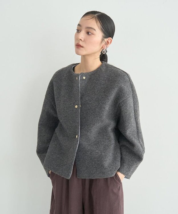 YECCA VECCA イタリアンエアリーミドル丈コート Charcoal Gray