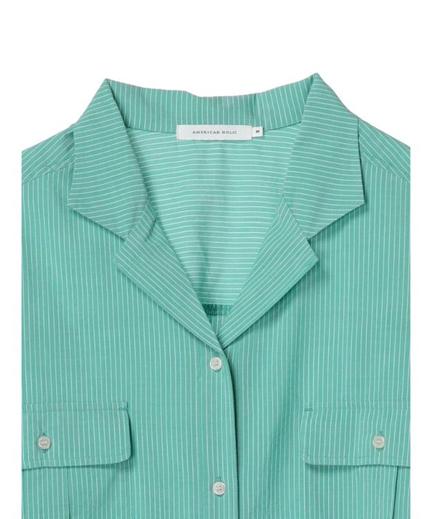 AMERICAN HOLIC 接触冷感＋ＵＶカットＷポケットＢＩＧシャツチュニック Stripe