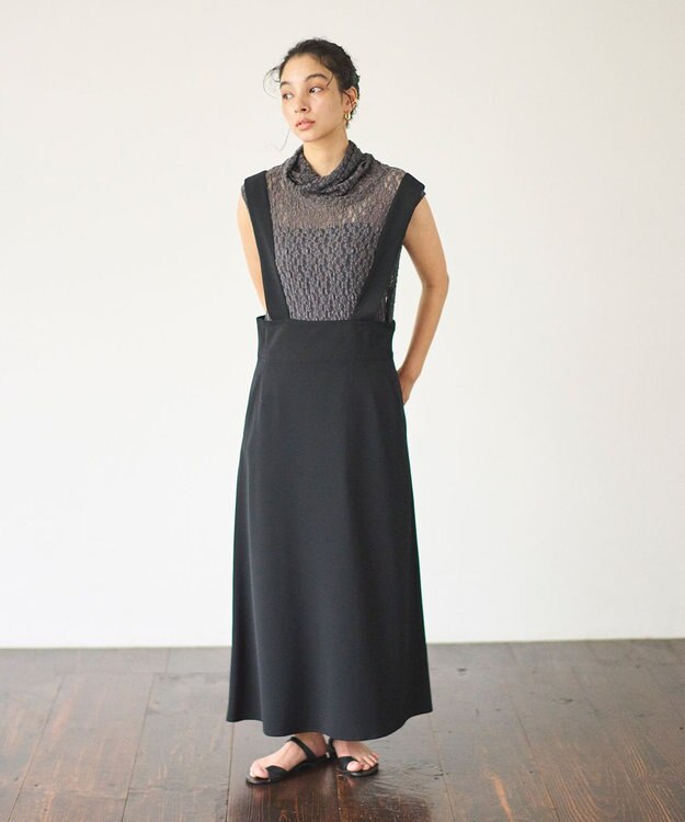 #Newans タートルネックレースブラウス グレー