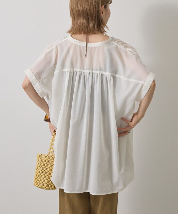 AMERICAN HOLIC イージーケア 接触冷感フレンチスリーブギャザーシャツ Ivory