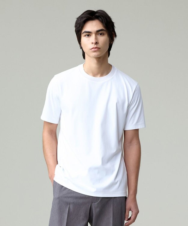 J.PRESS MEN 温度に寄り添う服。3シーズンこれ1着【調温機能 / 接触冷感】コンフォーマークルーネック Tシャツ ホワイト系